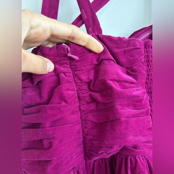 NWT Anthropologie HD In Paris Magenta Pink Suede Paca Halter Dress - Picture 9 of 16